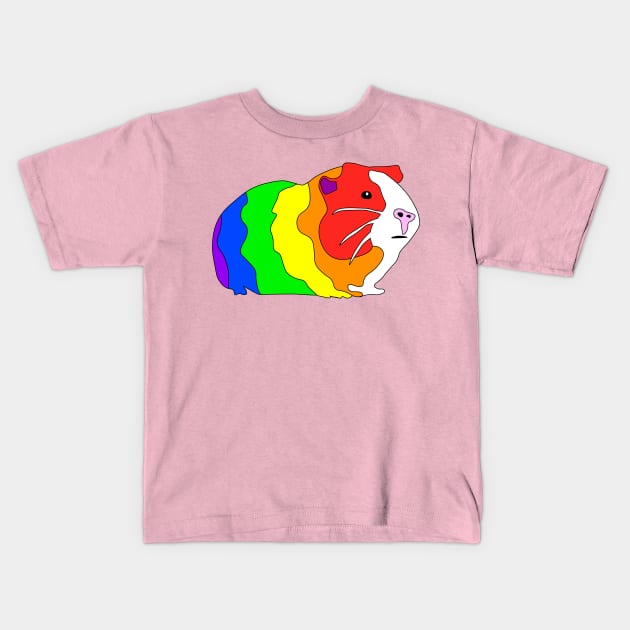 Rainbow Guinea Pig Kids T-Shirt by DestructoKitty